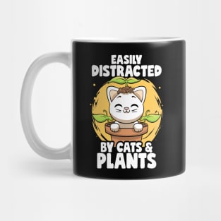 Easily Distracted By Cats & Plants Gardening Garden Botanic Mug